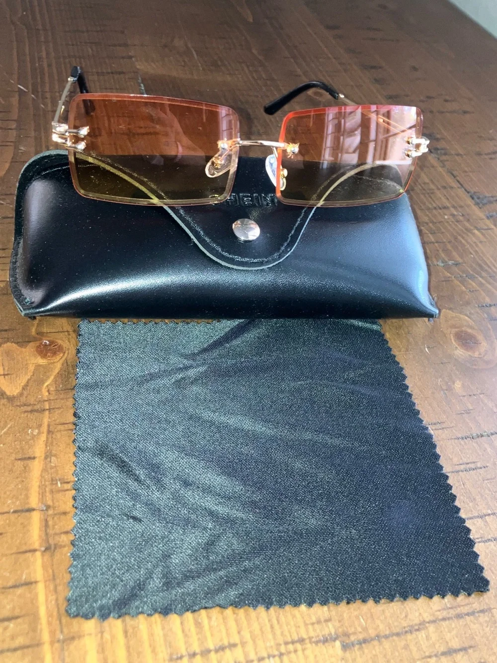 Brand New Rectangular Orange Lens Hold Grame Sunglasses
